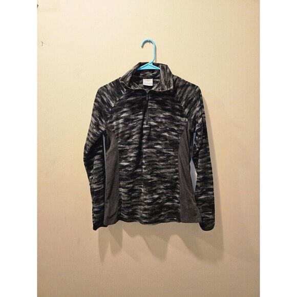 Women's Columbia 1/2 Zip Jacket Fleece Pullover Grey/Black Camo Size‎ Small - Picture 1 of 9